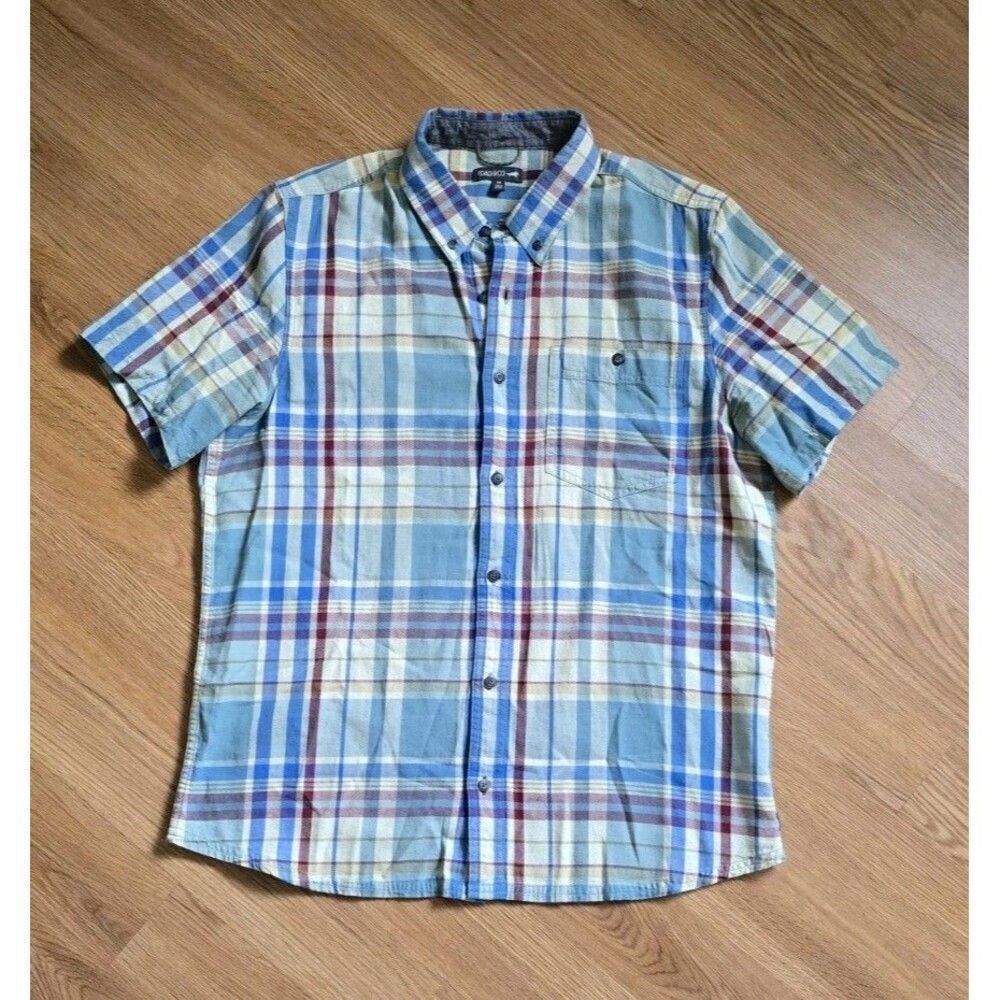 Toad & Co Mens M Eddy Plaid Organic Button Up Hiking Camping Outdoors